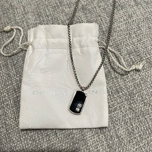 Authentic David Yurman Men’s Onyx Dog Tag - Silver